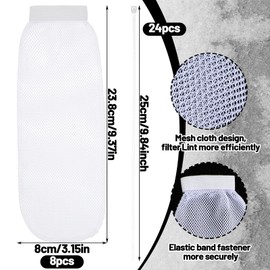 32Pcs Sturdy Lint Traps Kits for Washing Machine Hose, Includes 8 Nylon Washer Hose Lint Trap Mesh and 24 Cable Ties, Washer Lints Catcher for Home Sink Drain System Hoses Screen Filter (White)