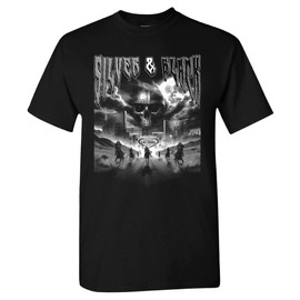 Silver & Black Men's Skull T-Shirt for Las Vegas Fans (Black Shirt, S)
