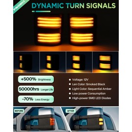 PWOBVZ Switchback LED Side Mirror Marker Lights for Ford F250 F350 F450 F550 Super Duty 2008-2016，Smoke Lens Sequential Amber Turn Signal Lights Amber Running Lights，Pack of 2