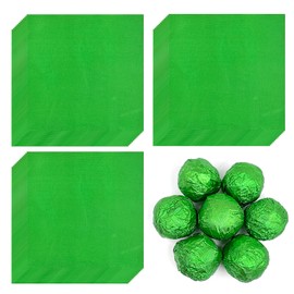 100 Pcs 4 * 4In Chocolate Candy Wrappers, Aluminium Foil Paper Wrapping Papers Foil Candy Wrappers Square Aluminium Foil Candy Wrappers for DIY Brownies, Fruit Bars, Candy Chocolate Packaging (Green)