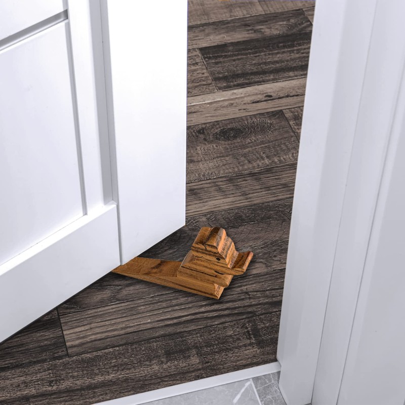 Door Stopper Wooden Hand Carved Wedge Decorative Door Stop for