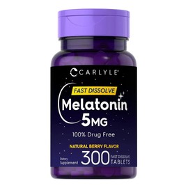 Carlyle Melatonina 5 mg  300 tabletas  Suplemento sin medicamentos  Vegetariano, sin OMG, sin gluten