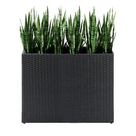LEWIS&WAYNE Tall Planters for Outdoor Plants Handmade Wicker Large Rectangular Block Planter Box with Removable Liners Modern Planter for Indoor Outdoor Patio Deck - Black