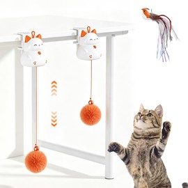 Juguetes para Gatos, Juguete de Gato Interactivo, Juguetes de Interior para Gatos Instalar en la Puerta,Pájaro simulado，Juguete retráctil para gatos c