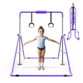 Seven Leap Expandable Bar for Junior Gymnasts - Adjustable and Folding Design，Expandable Horizontal Bars Durable and Sturdy Bars (Purple)