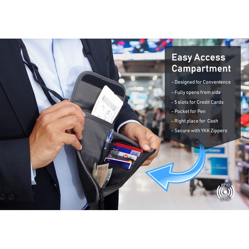 TRAVELiO Passport Holder Men & Women RFID Blocking Hidden Travel