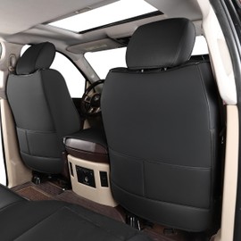 Huidasource Front Seat Covers for Dodge Ram 1500, 2Pcs Waterproof Leather Seat Cushion Covers Custom Fit for 2009-2018 Ram 1500, 2010-2023 Ram 2500/3500 Crew Cab/Mega Cab (Concave Front/Black)