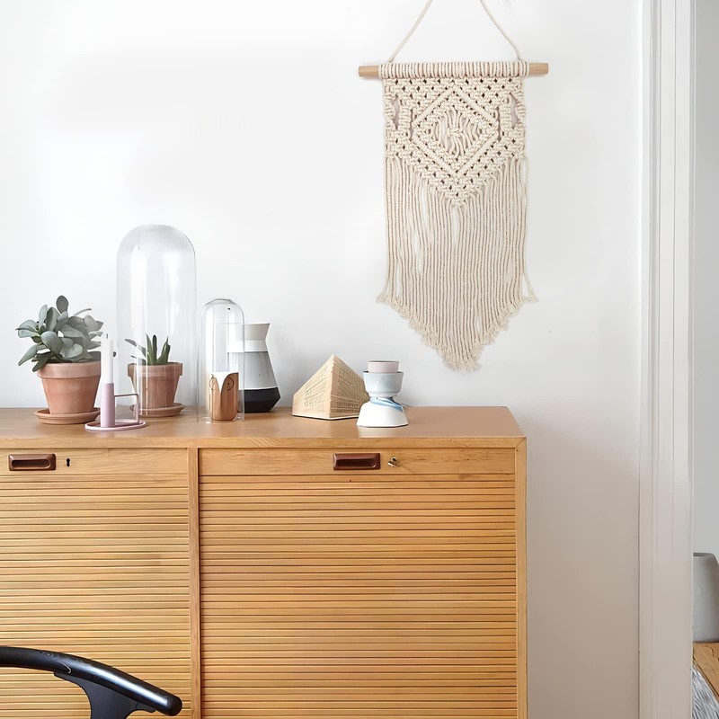 Bailinks Macrame Wall Hanging, Handmade Woven Tapestry, Boho Chic Wall