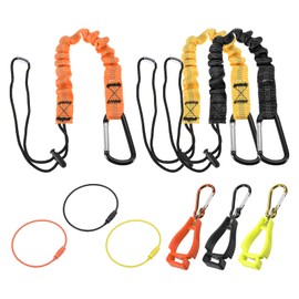 MECCANIXITY Retractable Tool Lanyard 2ft with Aluminum Buckle and Adjustable Loop End, Included Glove Clamps and Keychains, Fall Protection Tools Leash for Hand Tools, 3 Colors 3 Pack