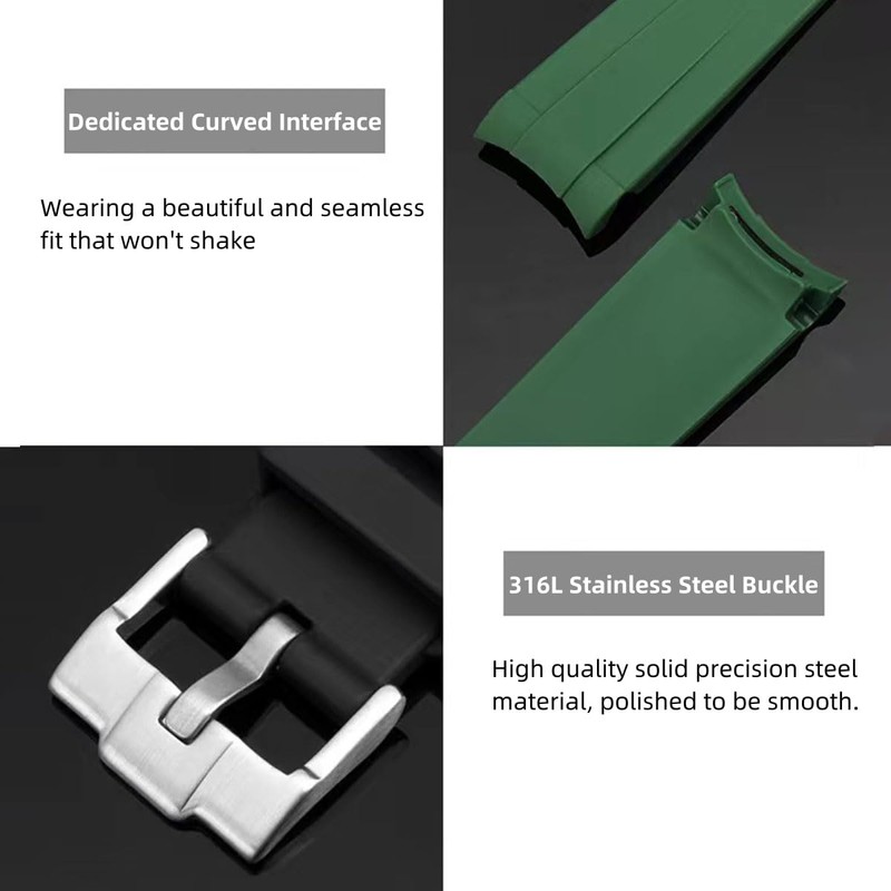 Danxancy Bands for Moonswatch Watch,Curved End Rubber Watch Strap Compatible