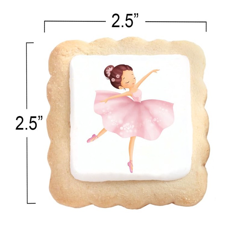 Ballerina Dancer Ballet Individually Wrapped Printed Cookies 24 Pack Bulk