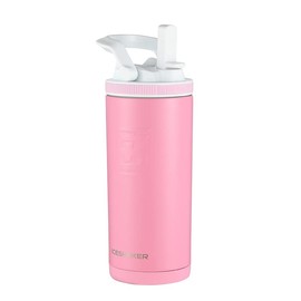 Ice Shaker 14 Oz Sport Bottle, Stainless Steel Water Bottle with Straw Lid, As Seen on Shark Tank, Insulated Kids Water Bottle, Pink