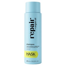 HASK, Repair + Argan Oil, Shampoo Reparador para Cabello Dañado, Control Frizz, Suavidad y Brillo, 473 ML