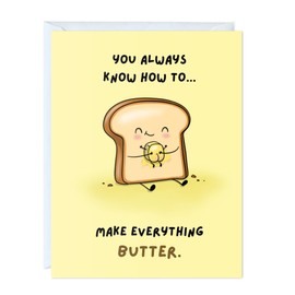 Cute Anniversary Card, Birthday Card, Her Him/Girlfriend Wife/Husband Boyfriend, Friendship Thank You Kawaii Greeting Card (Everything Butter)