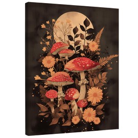 DIENADFX Vintage Mushroom Canvas Wall Art Decor, Gothic Dark Cottagecore Paintings Wall Kitchen Bathroom Room Decor, Mushroom Wall Decorations, Vintage Botanical Farmhouse Wall Art Pictures,11x14Inch