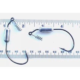 50 or 250 Gerry's Tackle 91768 2X Strength Weighted Black Nickel 28 Degree Extra Wide Gap Worm Hooks with Spring (5/0 (0.21 oz. Weight), 50, Count)