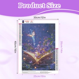 MAXBYE Diamond Paintings of Butterfly Flower Book, Magic Book Diamond Art Kits for Adults, 5D Butterfly Diamond Art Kits, Diamond Paintings for Home Décor Items, Extra 30% Diamonds, 12x16in