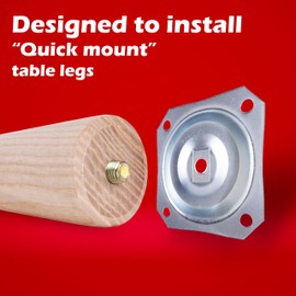 WADDELL Furniture Leg Mounting Bracket (4 Count, Straight Top Plate) | 18G Steel Quick Mount Table Leg Attachment Hardware | DIY Home Projects Made Easy | Compatible with Bolt Hanger Table Legs