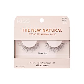 KISS The New Natural, False Eyelashes, Silver Ring', 12 mm, Includes 1 Pair Of Lash, Contact Lens Friendly, Easy to Apply, Reusable Strip Lashes