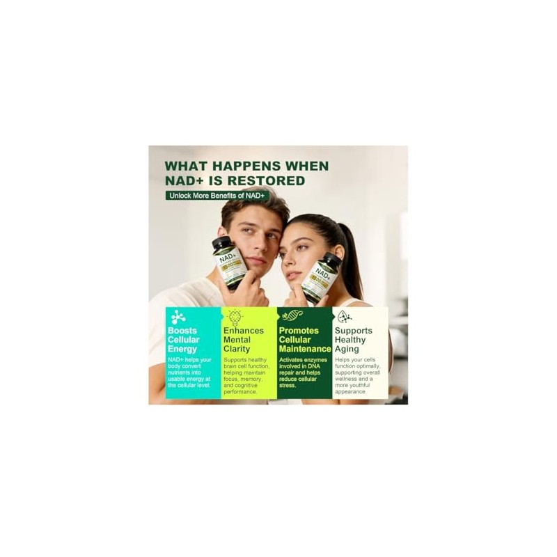 Suplemento Nad 1500 Resveratrol Urolitina Coq10 Quercetina Plus Energía Celular