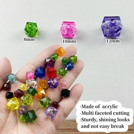 100pcs 12mm Acrylic Cube Beads Square Faceted Acrylic Beads with Hole Plastic Spacer Beads for Bracelets Necklace Earring Making Supplies(Mix Colors)