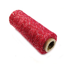 Wrapables Cotton Baker's Twine 4ply 110 Yard, Red and Metallic Silver