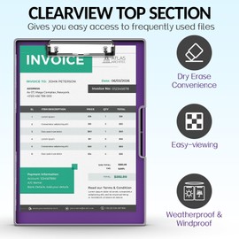 Sooez Clipboard with Storage, Cleaview Clip Boards 8.5x11 with 2 Storage, Dry Erase Plastic Nursing Clipboard, High Capacity Clipboard Folder for Teacher Nurse, School Office Supplies, Purple