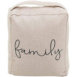 Weighted Fabric Door Stop with Sayings-Family, Floor Decorative Door Stopper Wall Protector