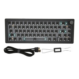 67 Keys DIY Mechanical Keyboard Kit with RGB Knob Wireless 2.4G Bluetooth 5.0 Type C Wired Hot Swappable Barebones Keyboard Black