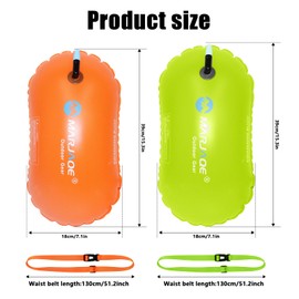 Green and Orange Buoy Waterproof Inflatable Float, Swimming Safety Buoys for Water Sports, Buoy Swimming Buoys for Adults and Children, Outdoor Water Swimmers, Triathletes