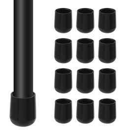 Mewutal 12pcs 3/4" Black Folding Chair Leg Caps Plastic Chair End Caps Furniture Leg Feet Covers Chair Leg Floor Protectors from Hardwood Floor (19mm)