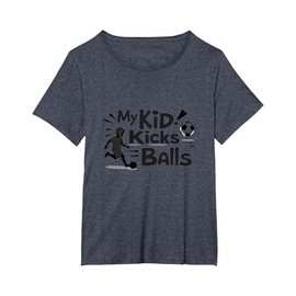 My Kid Kicks Balls: Soccer Parent Pride T-Shirt, Women's Plus, Heather Blue