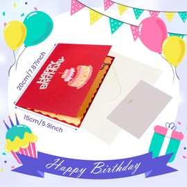 [RISOUHE] Birthday Card, Birthday Card, Melody Included, Greeting Card, Message Card, Fashionable, Glowing, Music and Light, 3D Pop-up Card, Folded, Happy Birthday Card, Envelope Included, 3D Blessing