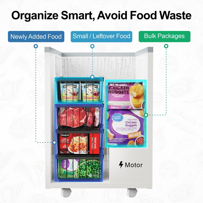 iSPECLE Deep Freezer Organizer, 8 Pack Wire Baskets for 5