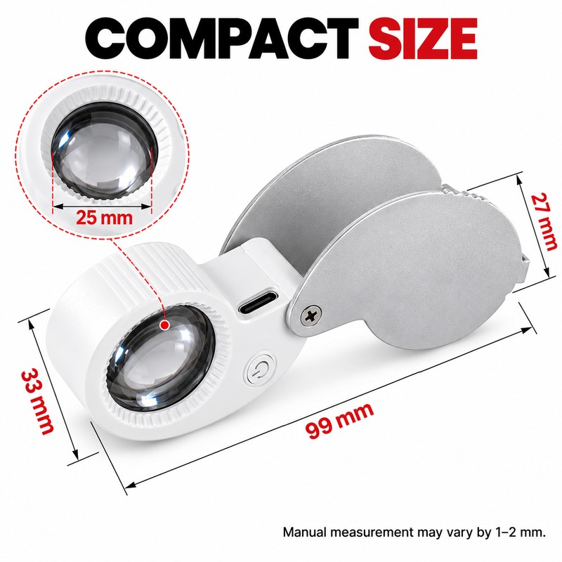 Rechargeable Jewelry Magnifier for Detail Inspection – 40X 60X Foldable