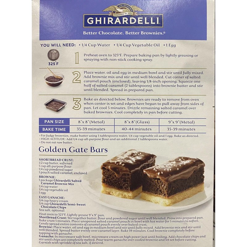 Ghirardelli PREMIUM Salted Caramel Chocolate BROWNIE Mix 16 oz Box