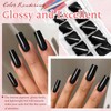 EternalClassic Black Medium Press on Nails Square, Glossy Square Press