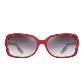 JM Classic Bifocal Reading Glasses Square Stylish Gradient Sunglasses Readers for Women +2.25 Red