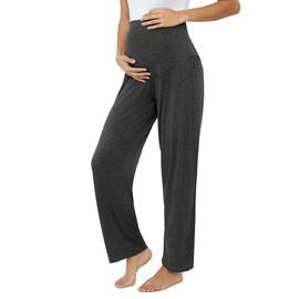 Maternity Sweatpants for Jogger Summer Pregnant Wide Leg Lounge Pants Pregnancy Trousers Loose Maternity Pants Comfy Pajama Pants(Dusty Gray,X-Large)