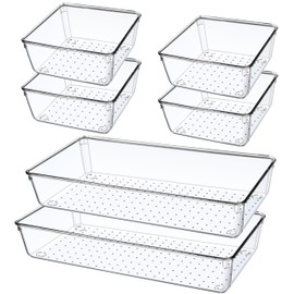 6 Stücke Klar Schubladen Organizer, Groß 30 cm mit 2 Größen, Schminktisch Schubladen Ordnungssystem, Make Up Badezimmer Drawer Organizer, für Küchen, Kosmetik, Schreibtisch, Büro, Bad Schublade