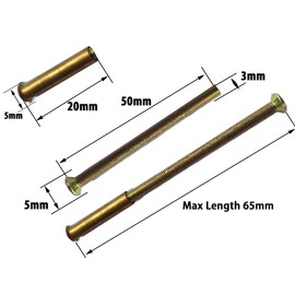 Universal Hardware 20 Pack M3 Door Handle Screws Brass with Bolt Connecting Sleeve Male to Female for Door Handle, Knobs Escutcheons and Others