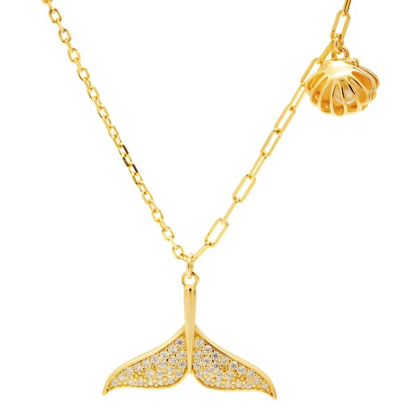 Gemoon Gold Plated S925 Sterling Silver Fishtail Pendant And Shell