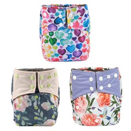 AIll in One Night AIO Cloth Diaper Nappy Sewn in Insert Reusable Washable Girls (Hummingbirds Foliage)