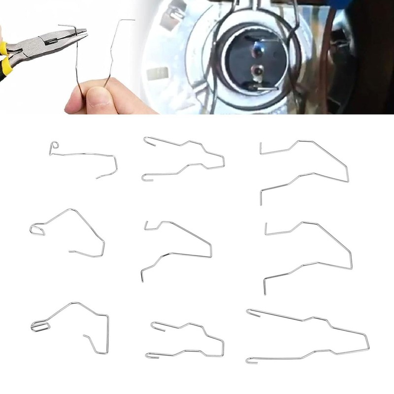 9pcs Bulb Retaining Spring Clips, Universal Headlight Retainer Spring Clips
