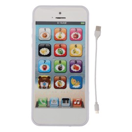 Kids Toy Smartphone With Music Player Colorful LED Lighting 8 Modes Fake Cell Phone Touchscreen Learning Play Toy with USB Cable White