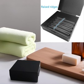 Bathroom Soap Dishes for Dr. Squatch Soap, Square Travel Soap Container with Lid, Portable Bar Soap Holder for Shower Soap Dish Box for Traveling Camping Outdoor Elimeta (2pack Black)