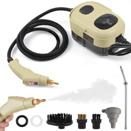 WOTAO 2500W High Pressure Steam Cleaner High Temperature Pressurized Steam Cleaning Machine 1100ml 3 Bar Portable Handheld Steam Cleaners with 3 Brush Heads for Home Use/Car Detailing, Grey