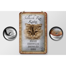 FEMER Tin Sign with Saying 12 x 18 cm Selkirk Rex Cat Quiet Gift Decorative Sign