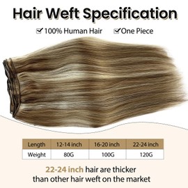 Balayage Sew in Hair Extensions Real Human Hair Weft, 8/18/80 Ash Brown to Beige Blonde to Platinum Blonde Hand Tied Weft Hair Extensions Human Hair Straight Thick Remy Hair Wefts Human Hair 12 Inch