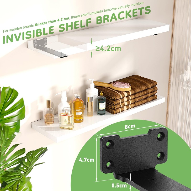 Yeabett 2 Pack Shelf Brackets 10cm, Heavy Duty Wall Brackets,